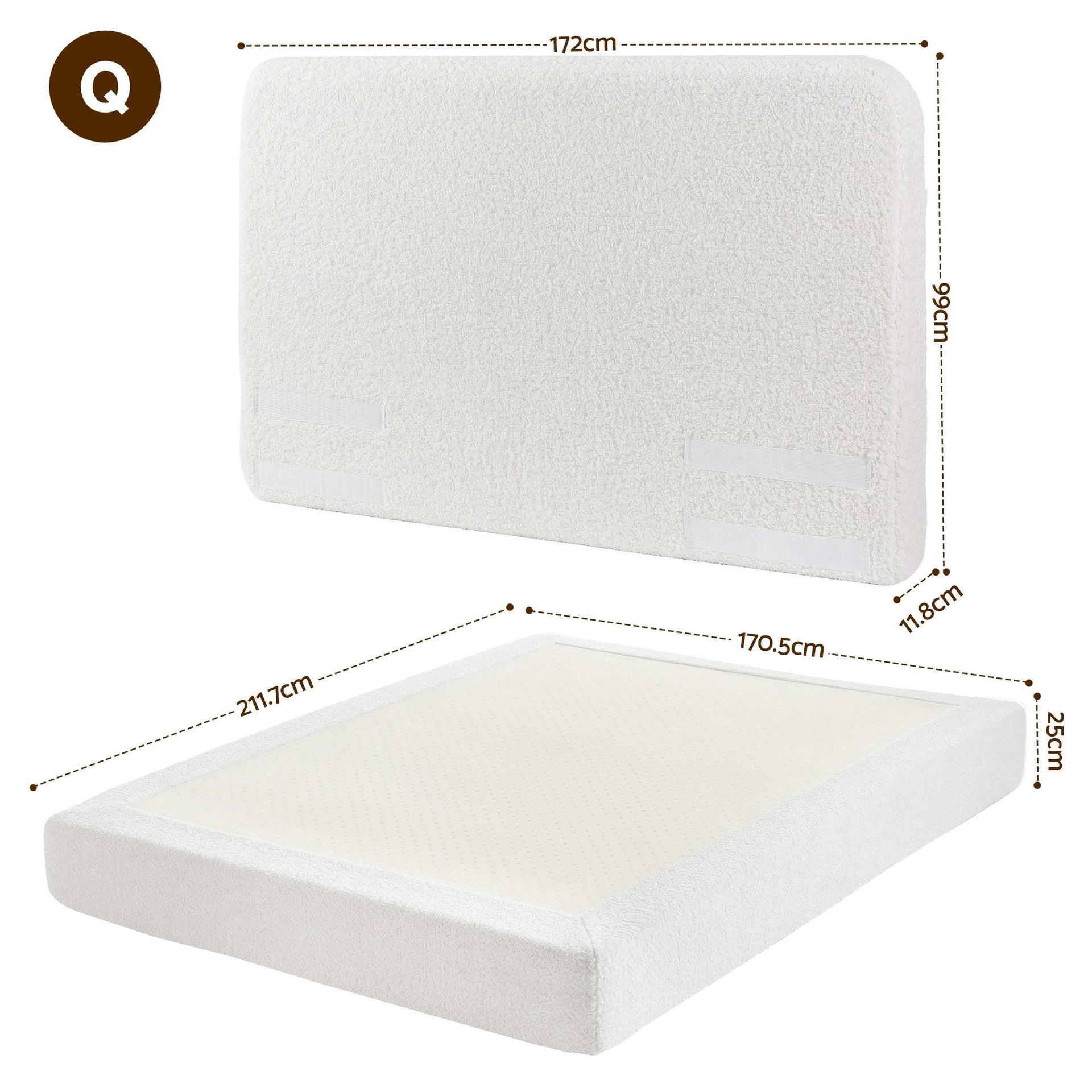 Artiss Queen Bed Frame Boucle Fabric Vacuum Compressed Beds Washable Cover No-Assembly Awezingly