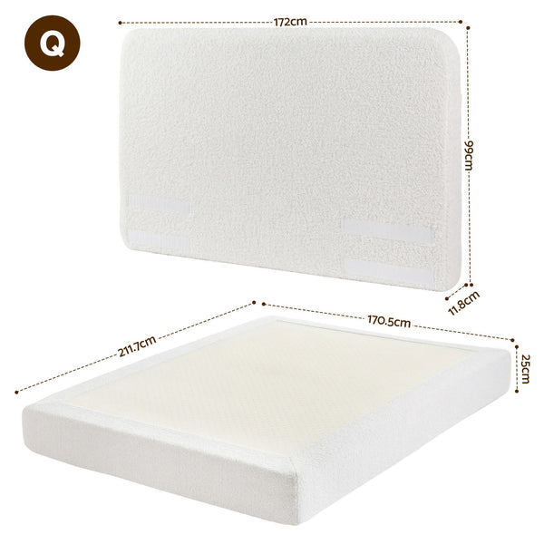 Artiss Queen Bed Frame Boucle Fabric Vacuum Compressed Beds Washable Cover No-Assembly Awezingly