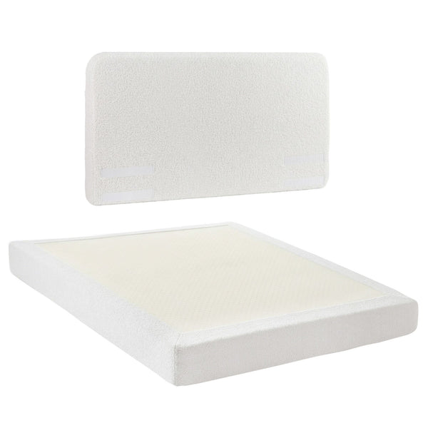 Artiss Queen Bed Frame Boucle Fabric Vacuum Compressed Beds Washable Cover No-Assembly Awezingly