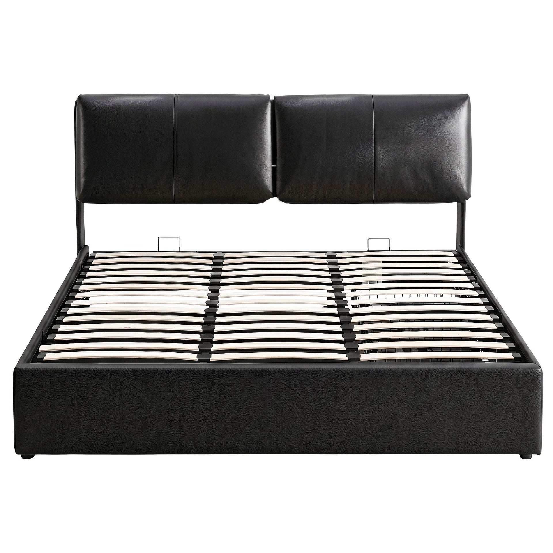 Artiss King Bed Frame Gas Lift Storage 3 Drawers Adjustable Headboard Platform Bed Black Artiss