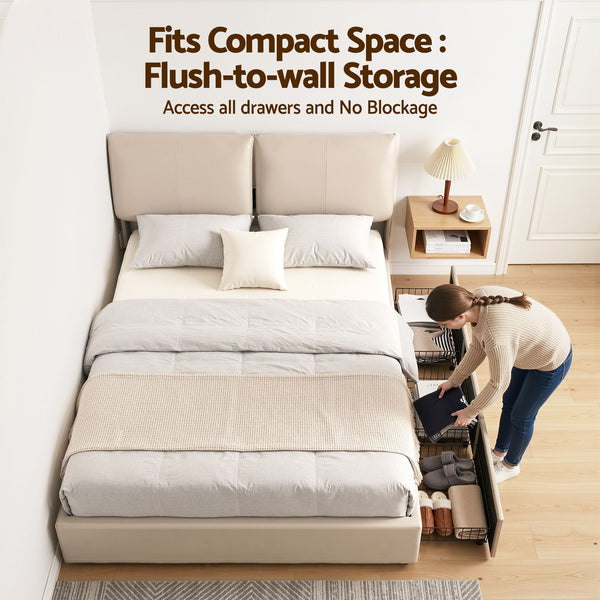 Artiss Queen Bed Frame Gas Lift Storage 3 Drawers Adjustable Headboard Platform Base Artiss