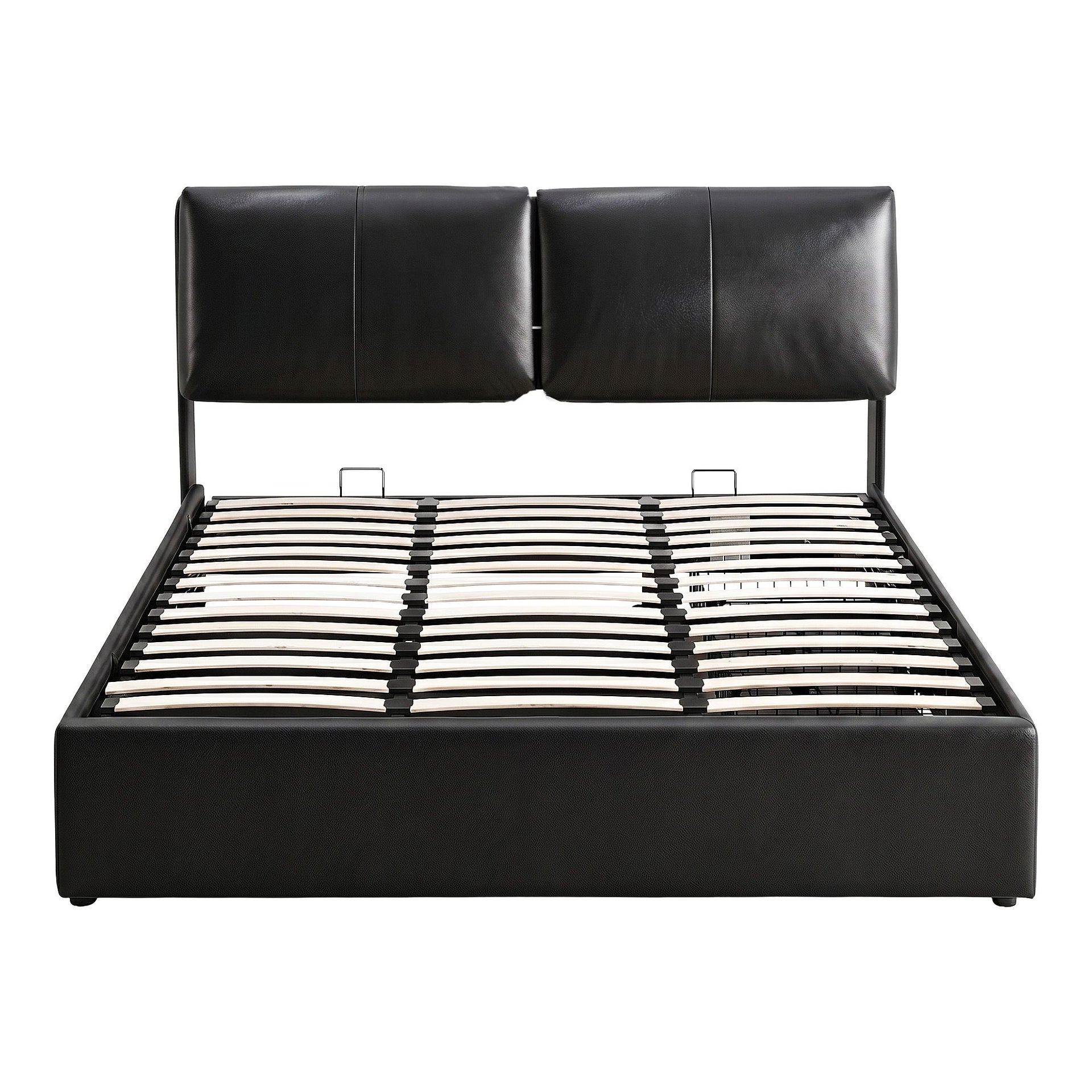 Artiss Queen Bed Frame Gas Lift Storage 3 Drawers Adjustable Headboard Platform Bed Black Artiss