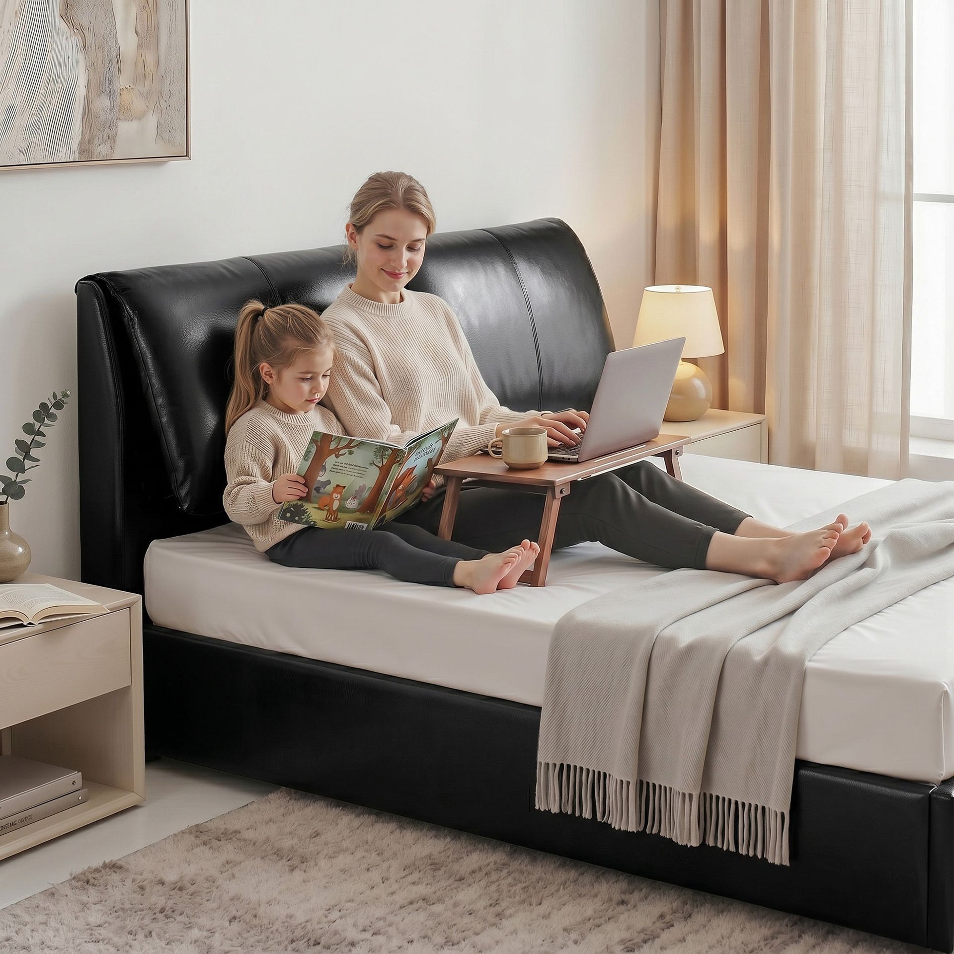 Artiss Queen Bed Frame Gas Lift Storage 3 Drawers Adjustable Headboard Platform Bed Black Artiss