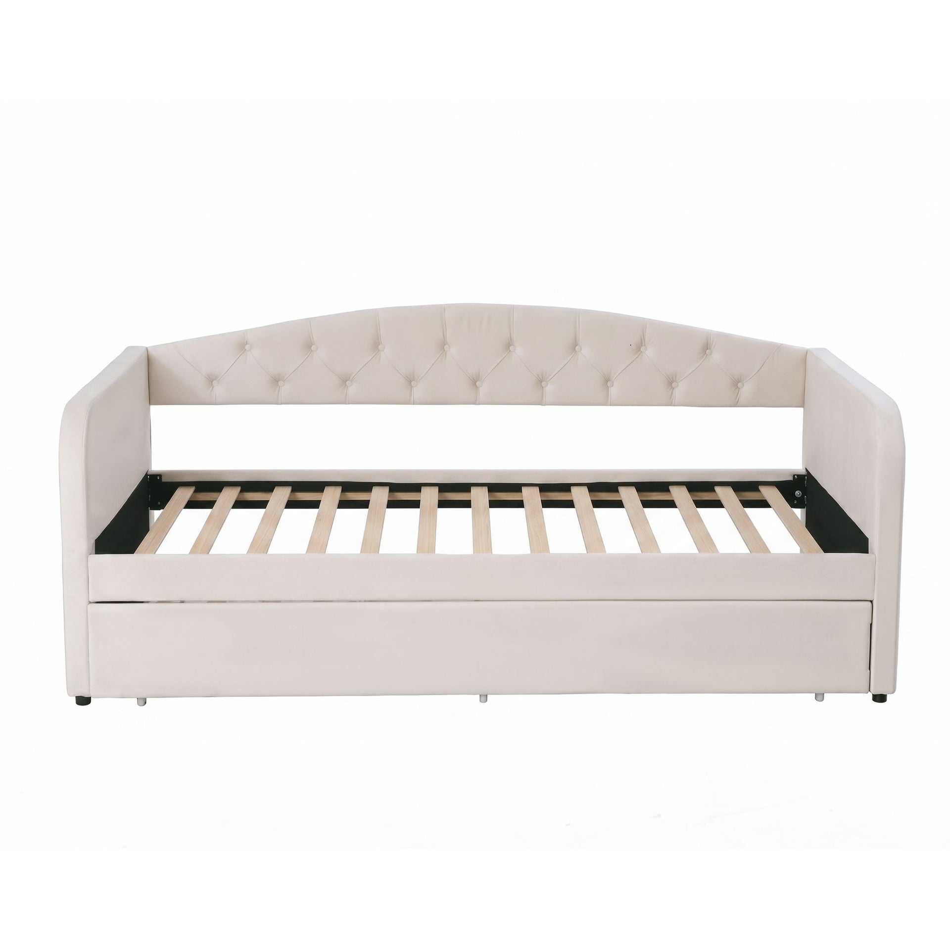 Artiss Single Daybed Velvet Trundle Bed Frame Tufted Guest Bed Artiss