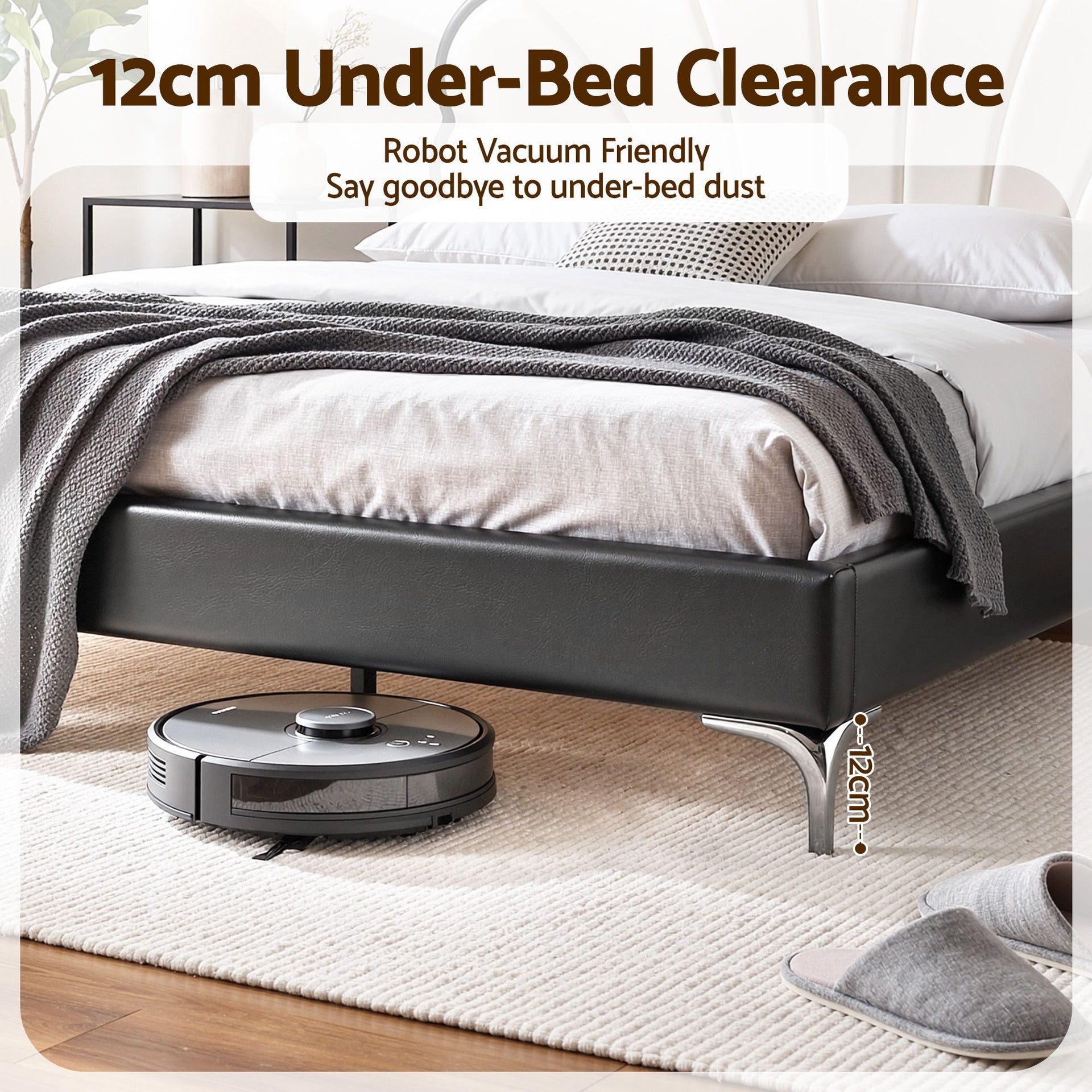 Artiss Double Bed Frame with Adjustable Shell Headboard and PVC Upholstery Artiss