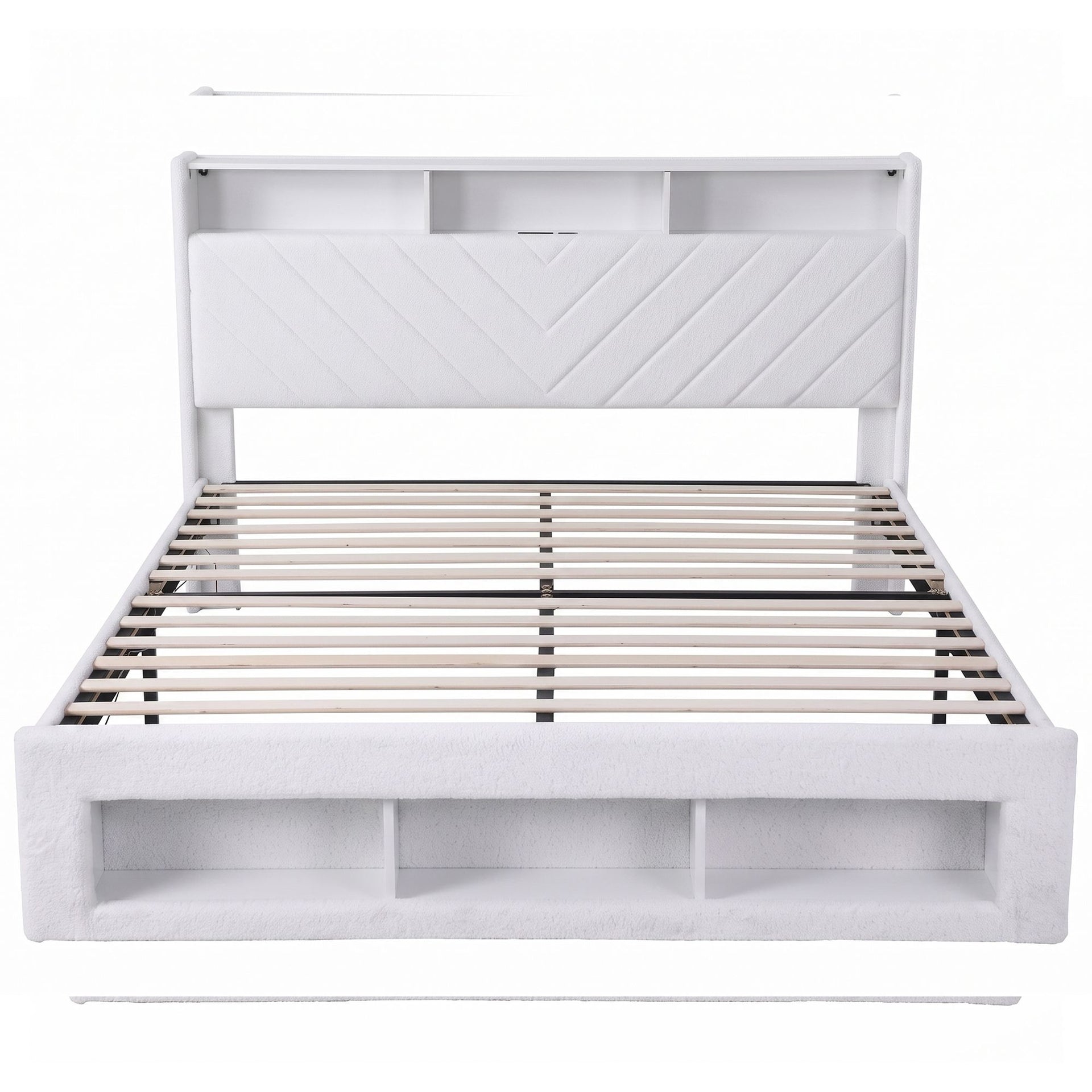 Artiss King Bed Frame with Storage, Charging Station & LED, White Awezingly