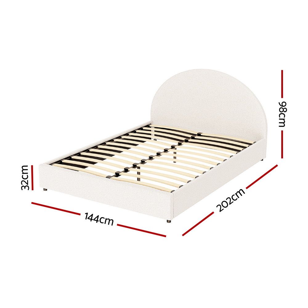 Artiss Bed Frame Gas Lift Strorage Beds Base Platform Boucle Fabric Double ELLA Artiss