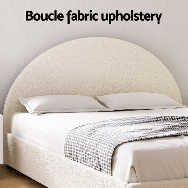 Artiss Bed Frame Gas Lift Strorage Beds Base Platform Boucle Fabric Double ELLA Artiss