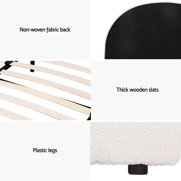 Artiss Bed Frame Gas Lift Strorage Beds Base Platform Boucle Fabric Double ELLA Artiss