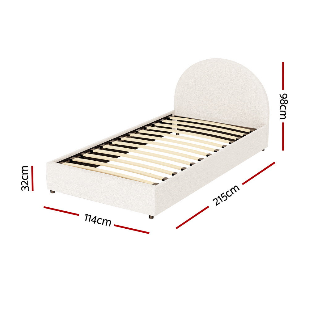 Artiss Bed Frame Gas Lift Strorage Beds Base Platform Boucle Fabric King Single ELLA Artiss