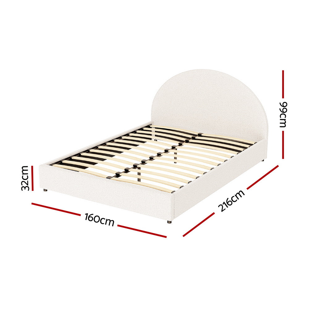 Artiss Bed Frame Gas Lift Strorage Beds Base Platform Boucle Fabric Queen ELLA Artiss