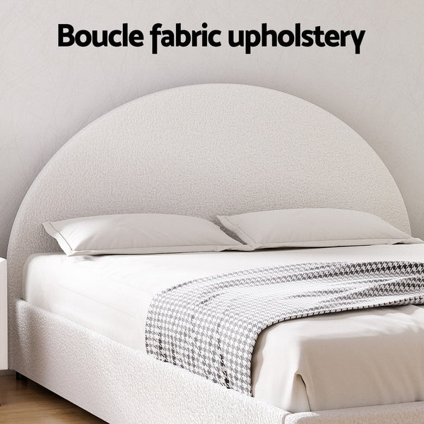 Artiss Bed Frame Gas Lift Strorage Beds Base Platform Boucle Fabric Queen ELLA Artiss