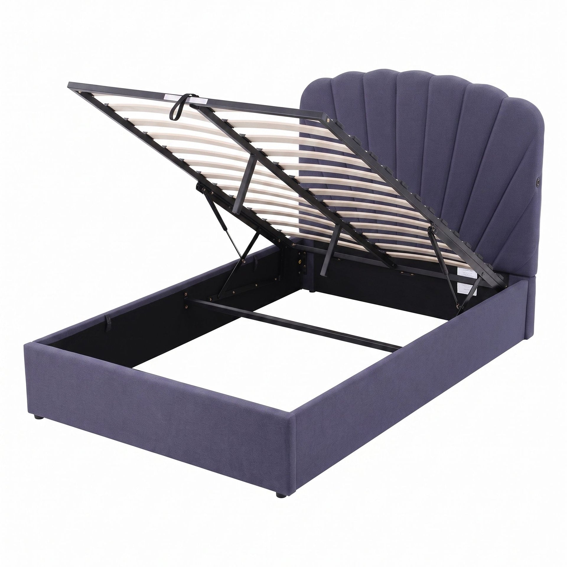 Artiss Double Bed Frame with Lift Up Storage and USB Ports Grey Awezingly