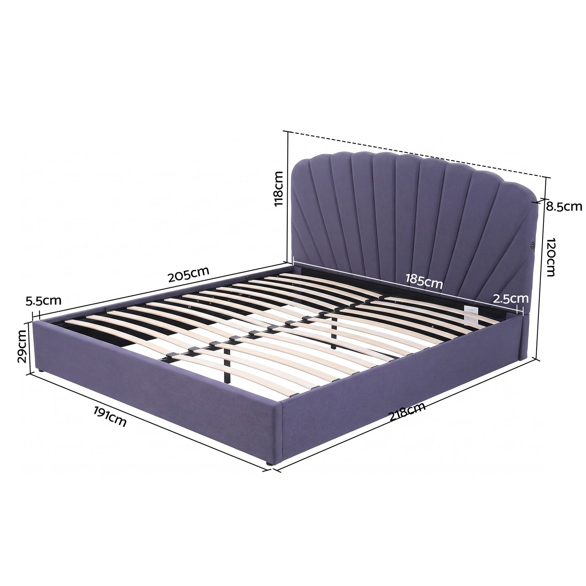 Artiss King Bed Frame with Lift Up Storage and USB Ports Grey Awezingly