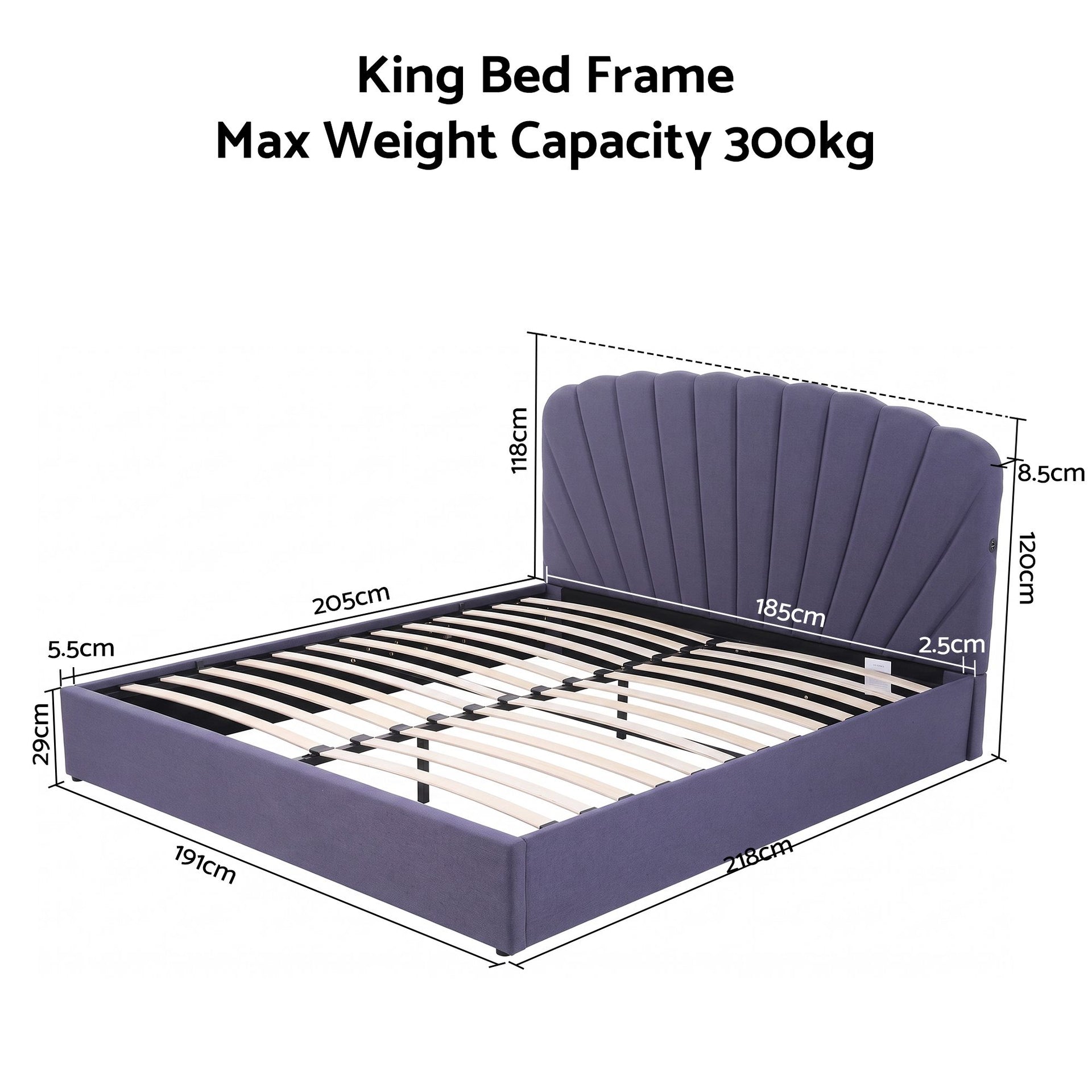 Artiss King Bed Frame with Lift Up Storage and USB Ports Grey Awezingly