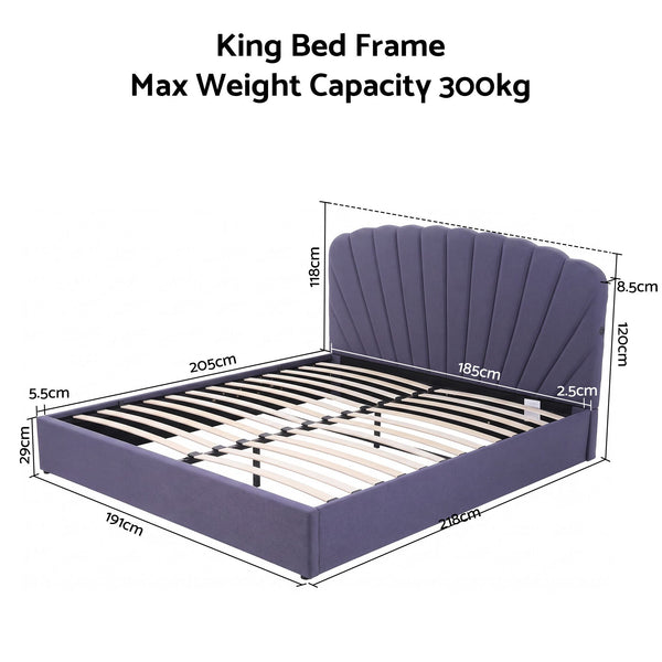 Artiss King Bed Frame with Lift Up Storage and USB Ports Grey Awezingly