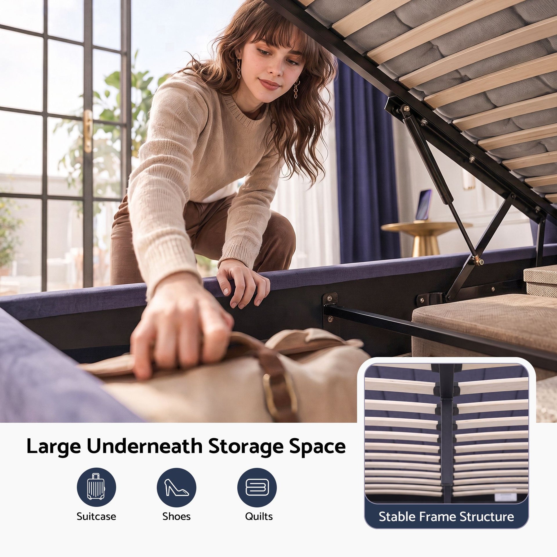 Artiss King Bed Frame with Lift Up Storage and USB Ports Grey Awezingly