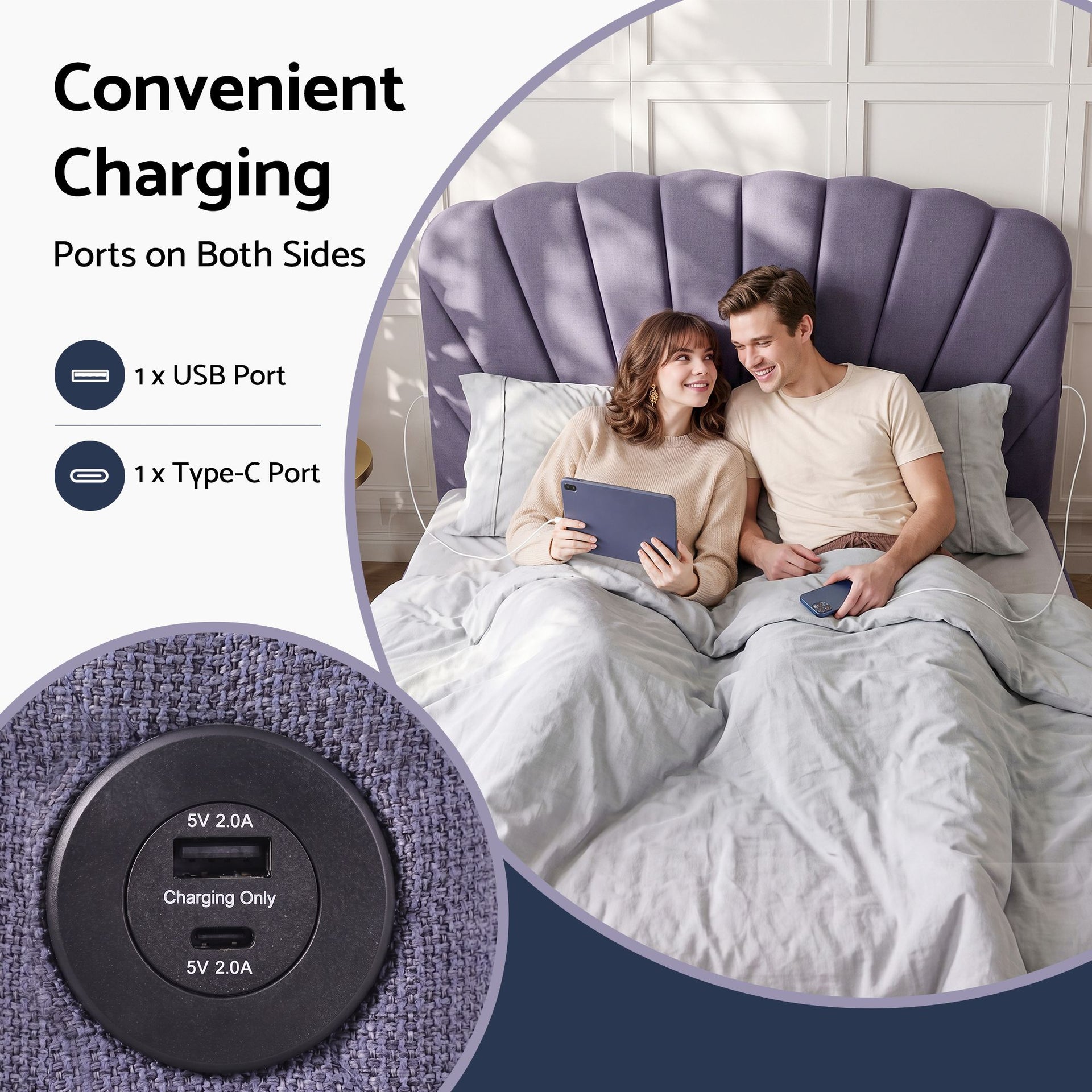Artiss King Bed Frame with Lift Up Storage and USB Ports Grey Awezingly