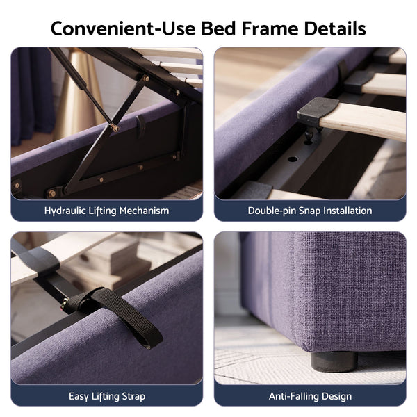 Artiss King Bed Frame with Lift Up Storage and USB Ports Grey Awezingly