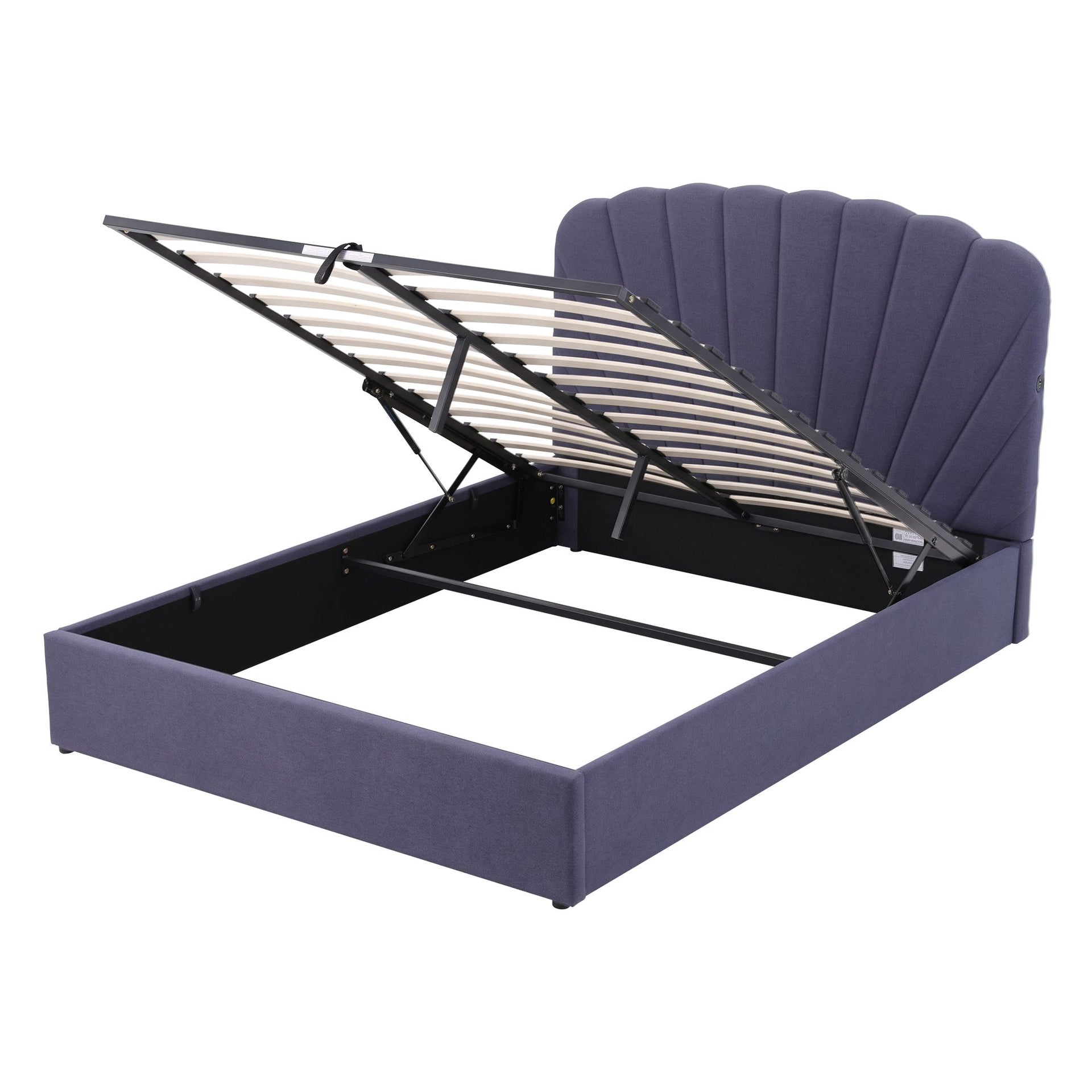 Artiss Queen Bed Frame with Lift Up Storage and USB Ports Grey Awezingly