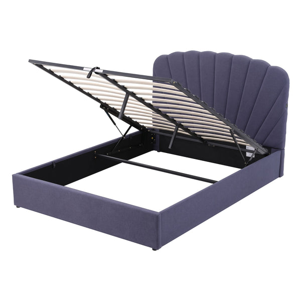 Artiss Queen Bed Frame with Lift Up Storage and USB Ports Grey Awezingly