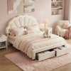 Artiss Double Bed Frame with 2 Storage Drawers Upholstered Velvet Platform Bed LED Headboard