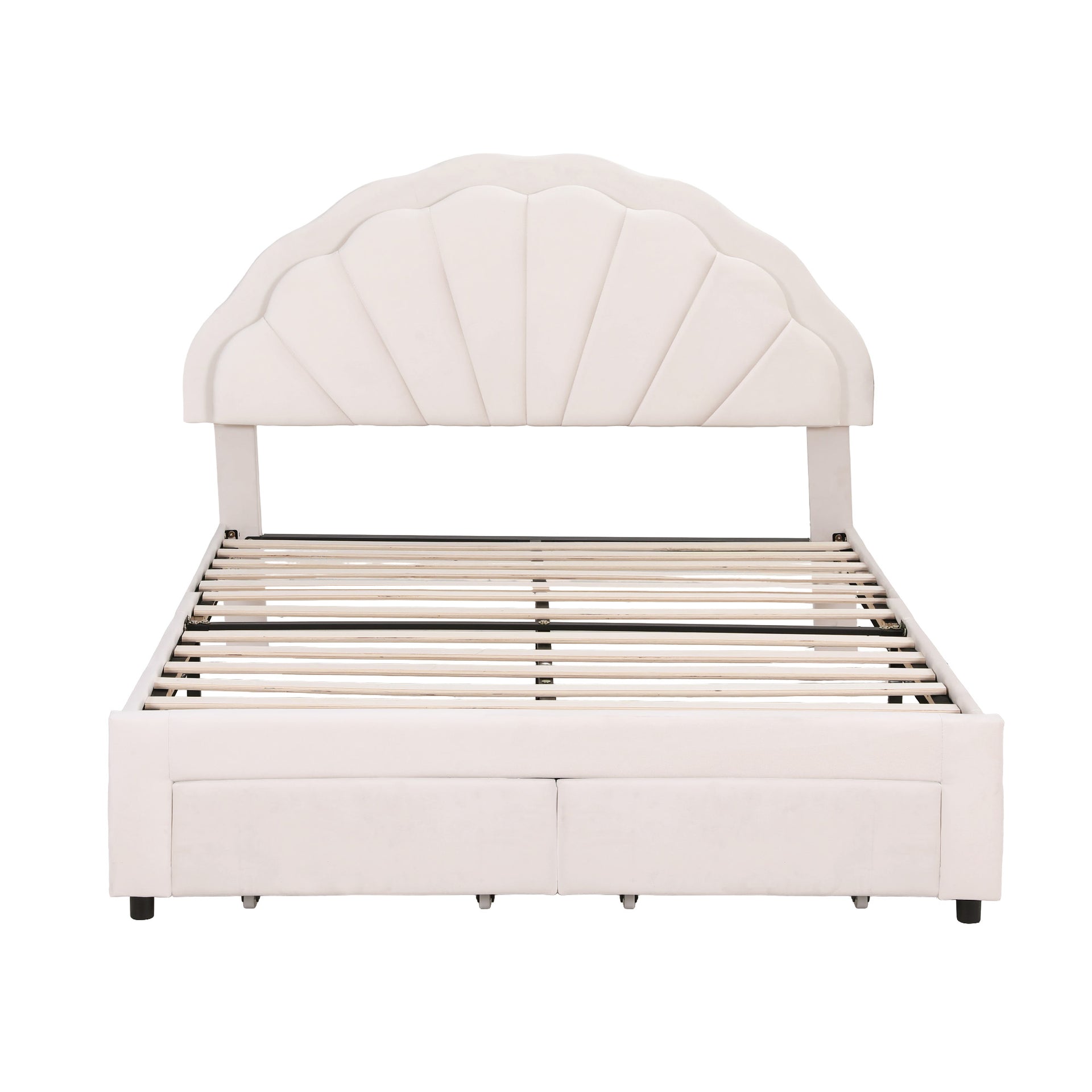 Artiss Double Bed Frame with 2 Storage Drawers Upholstered Velvet Platform Bed LED Headboard Awezingly
