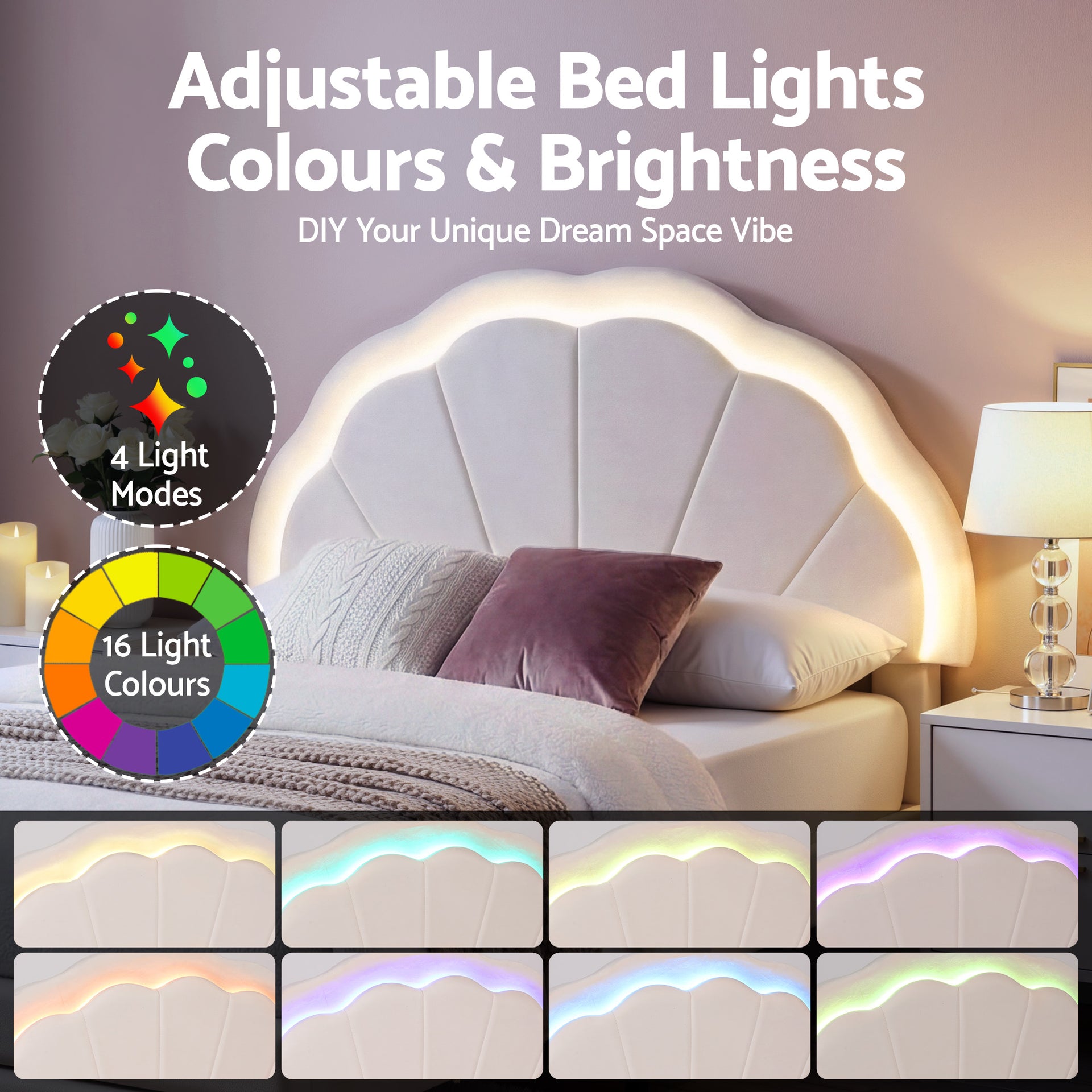 Artiss King Single Bed Frame with Storage Drawer Upholstered Velvet Platform Bed LED Headboard Awezingly