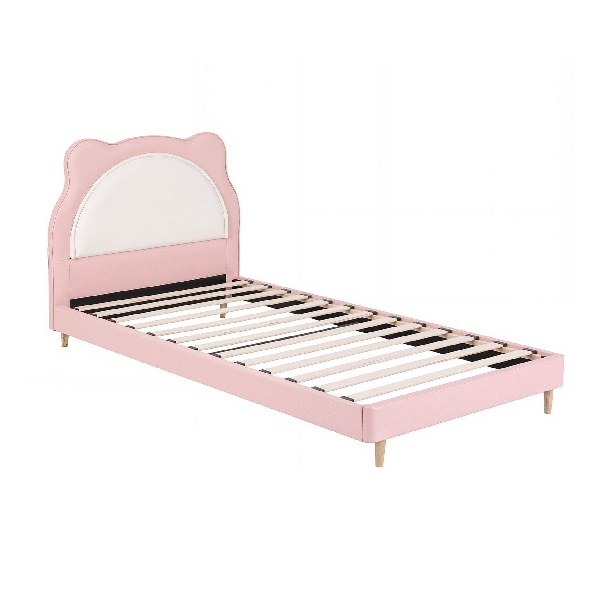 Artiss King Single Pink Kids Bed Frame for Girls Bedroom Cute Animal Upholstered Awezingly