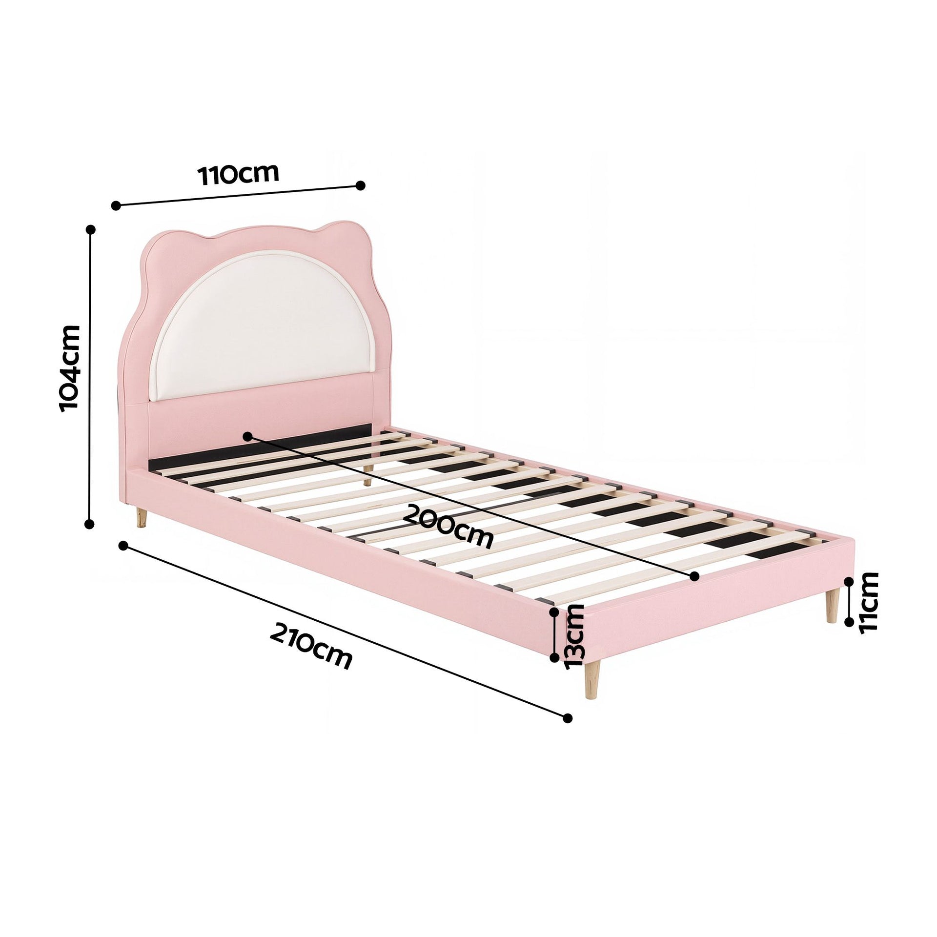 Artiss King Single Pink Kids Bed Frame for Girls Bedroom Cute Animal Upholstered Awezingly