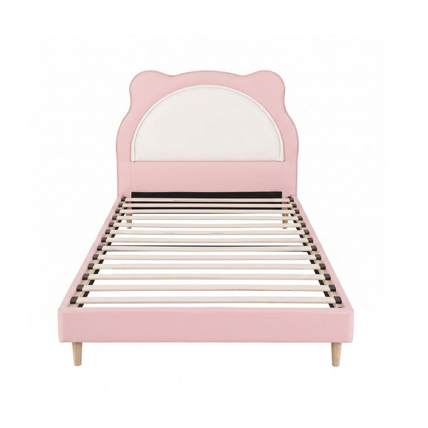 Artiss King Single Pink Kids Bed Frame for Girls Bedroom Cute Animal Upholstered Awezingly