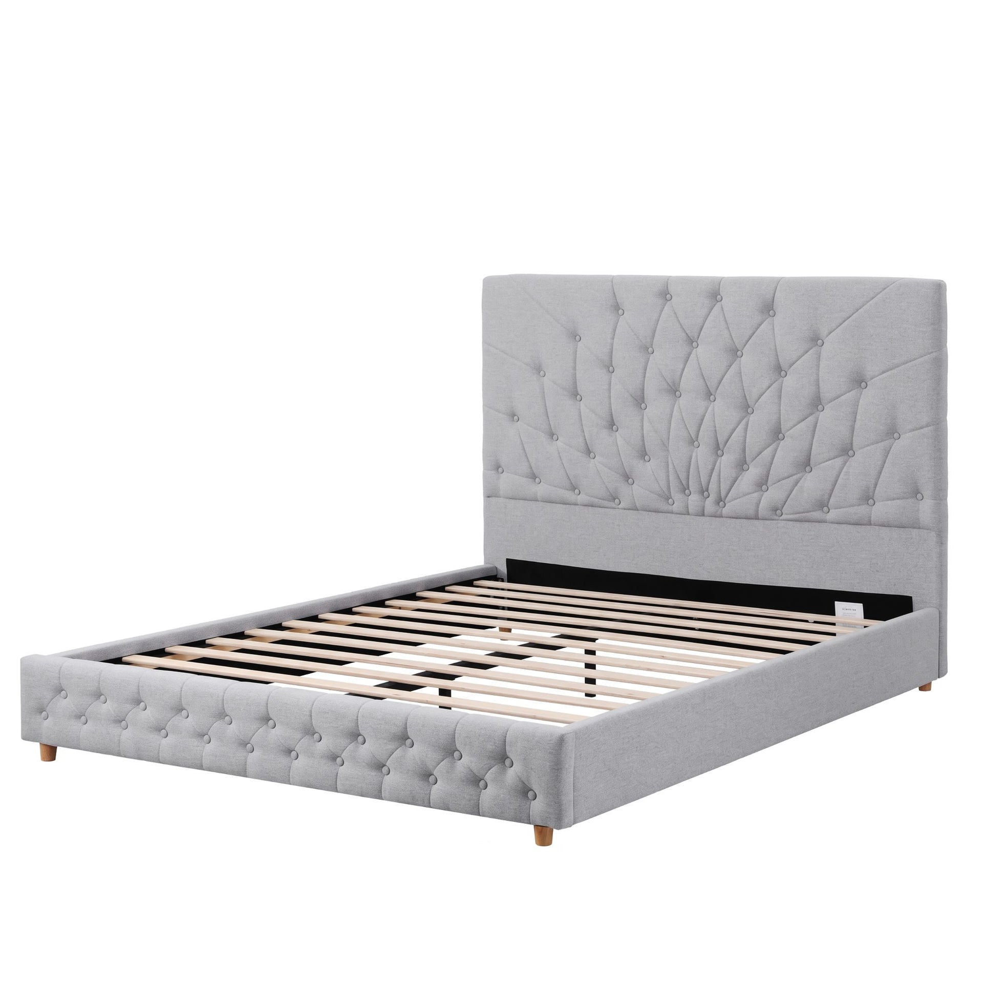 Artiss Queen Bed Frame with Tufted Headboard and Plywood Slats Grey Awezingly