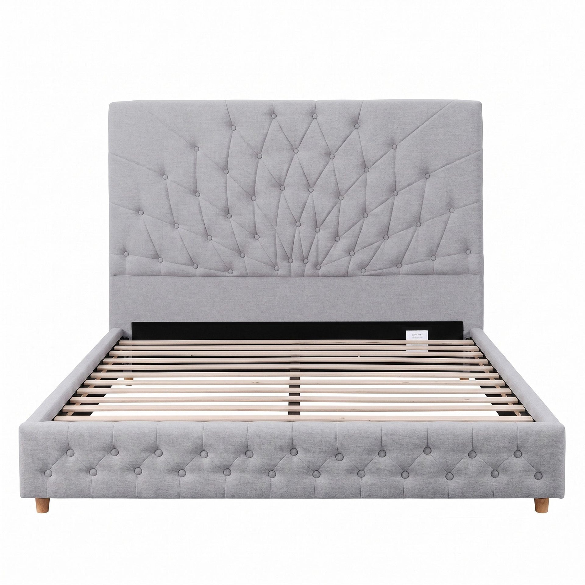 Artiss Queen Bed Frame with Tufted Headboard and Plywood Slats Grey Awezingly