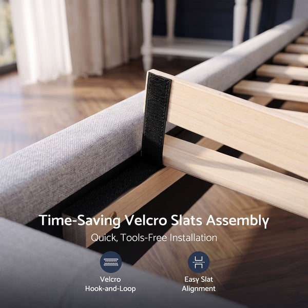 Artiss Queen Bed Frame with Tufted Headboard and Plywood Slats Grey Awezingly