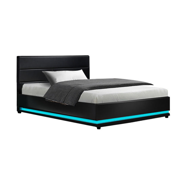 Artiss RGB LED Bed Frame King Single Size Gas Lift Base Storage Leather LUMI Artiss