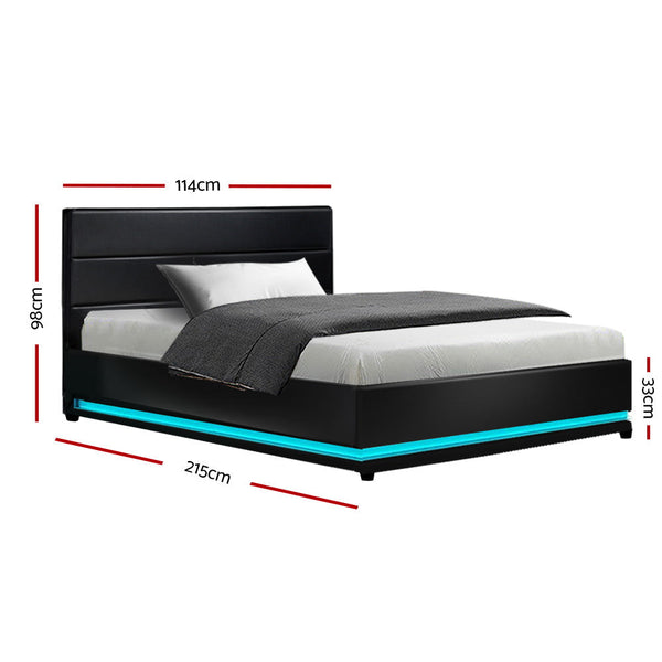 Artiss RGB LED Bed Frame King Single Size Gas Lift Base Storage Leather LUMI Artiss