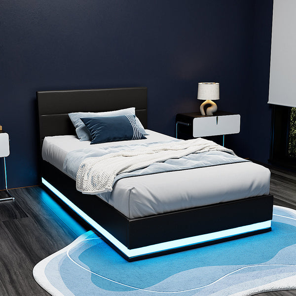 Artiss RGB LED Bed Frame King Single Size Gas Lift Base Storage Leather LUMI Artiss