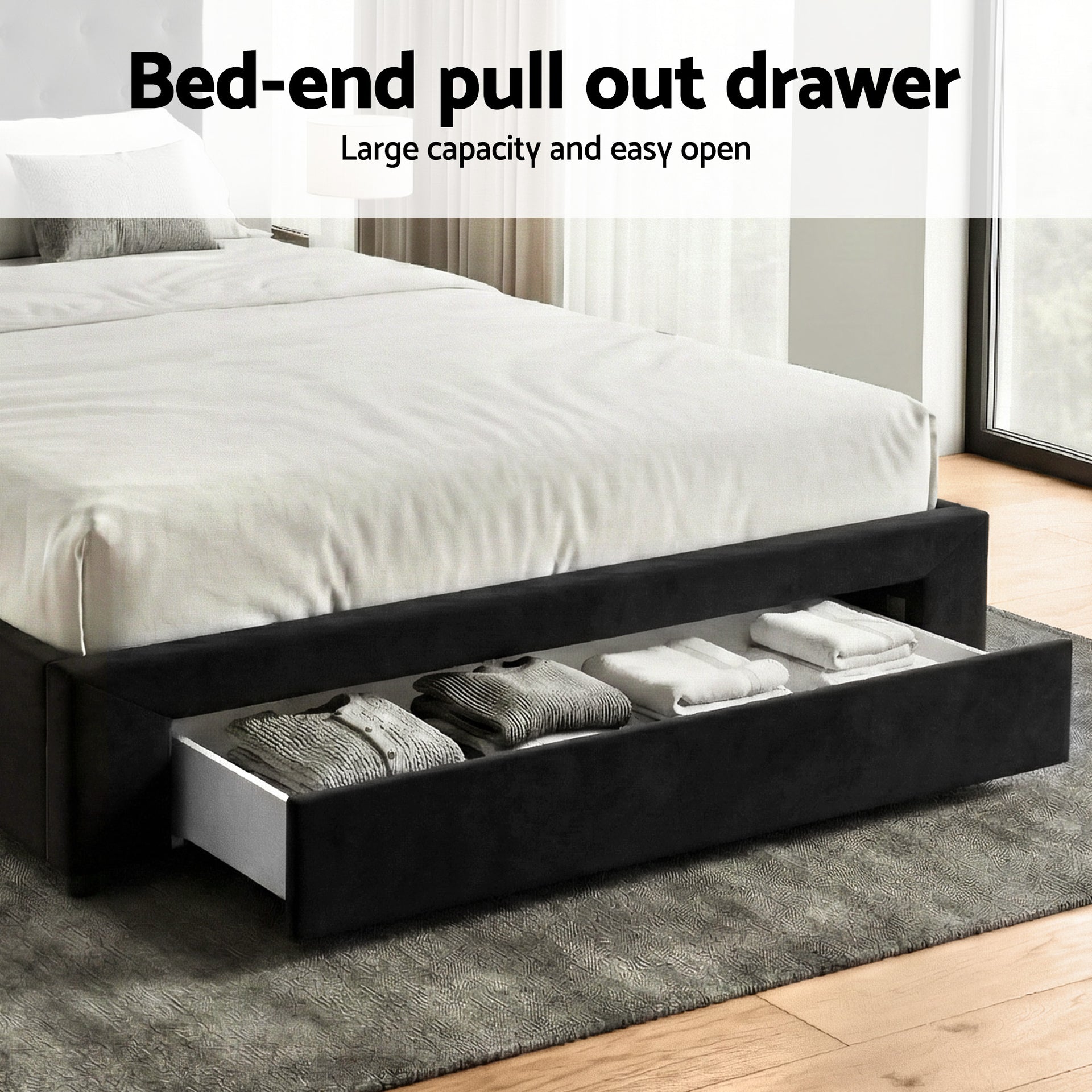 Artiss Double Bed Frame Storage Charging Station Upholstered 3 Drawers USB Type-C Awezingly