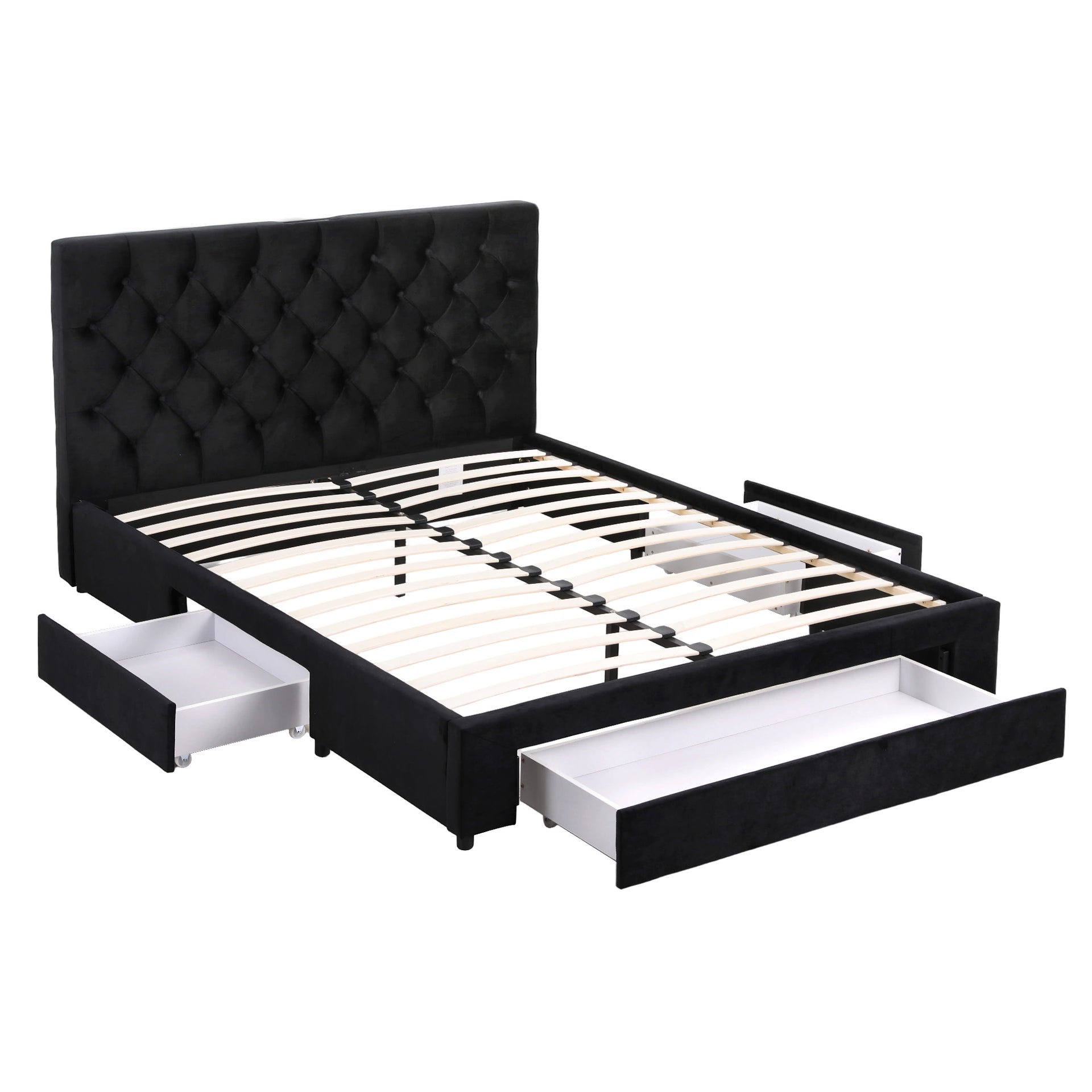 Artiss Double Bed Frame Storage Charging Station Upholstered 3 Drawers USB Type-C Awezingly