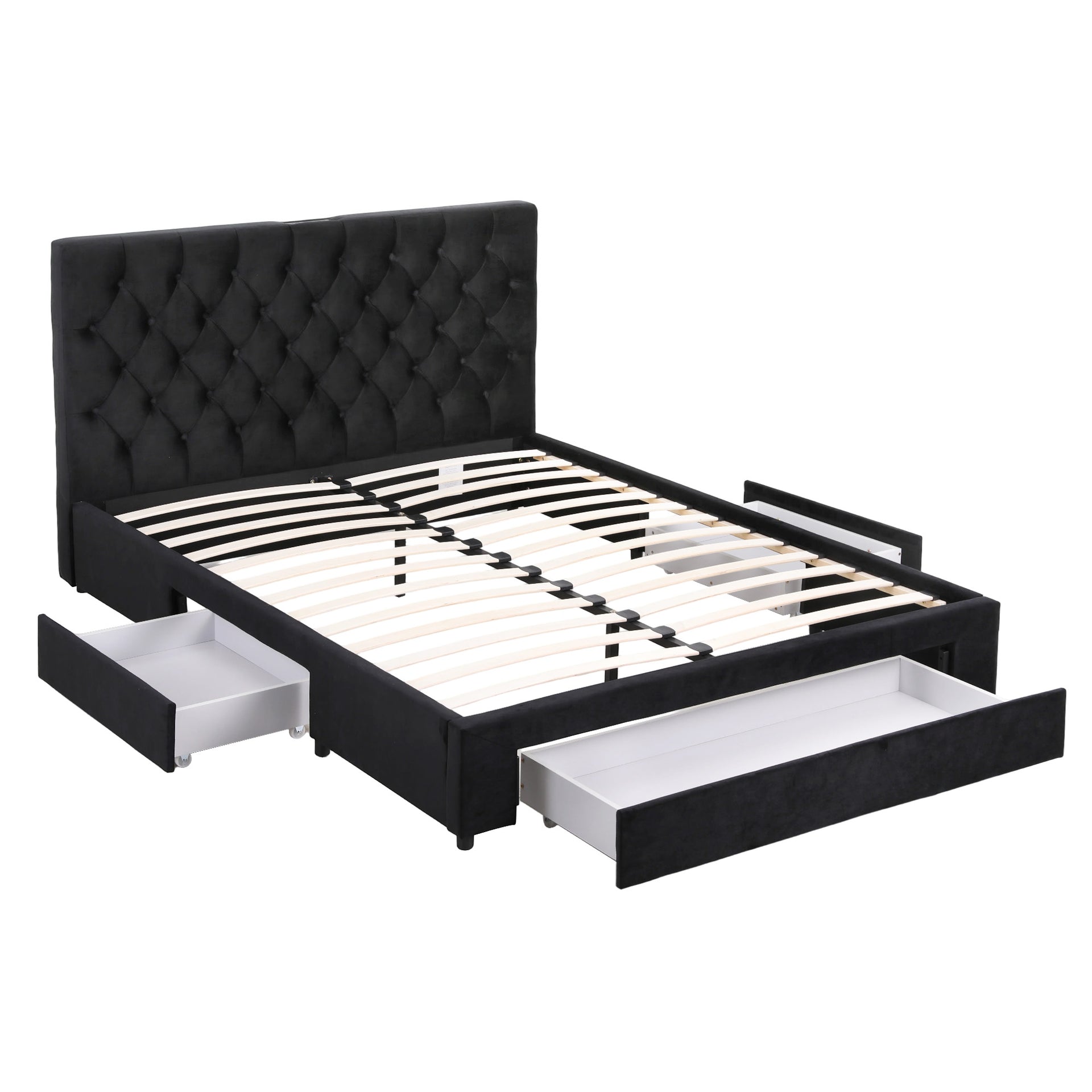 Artiss Queen Bed Frame Storage Charging Station Upholstered 3 Drawers USB Type-C Awezingly