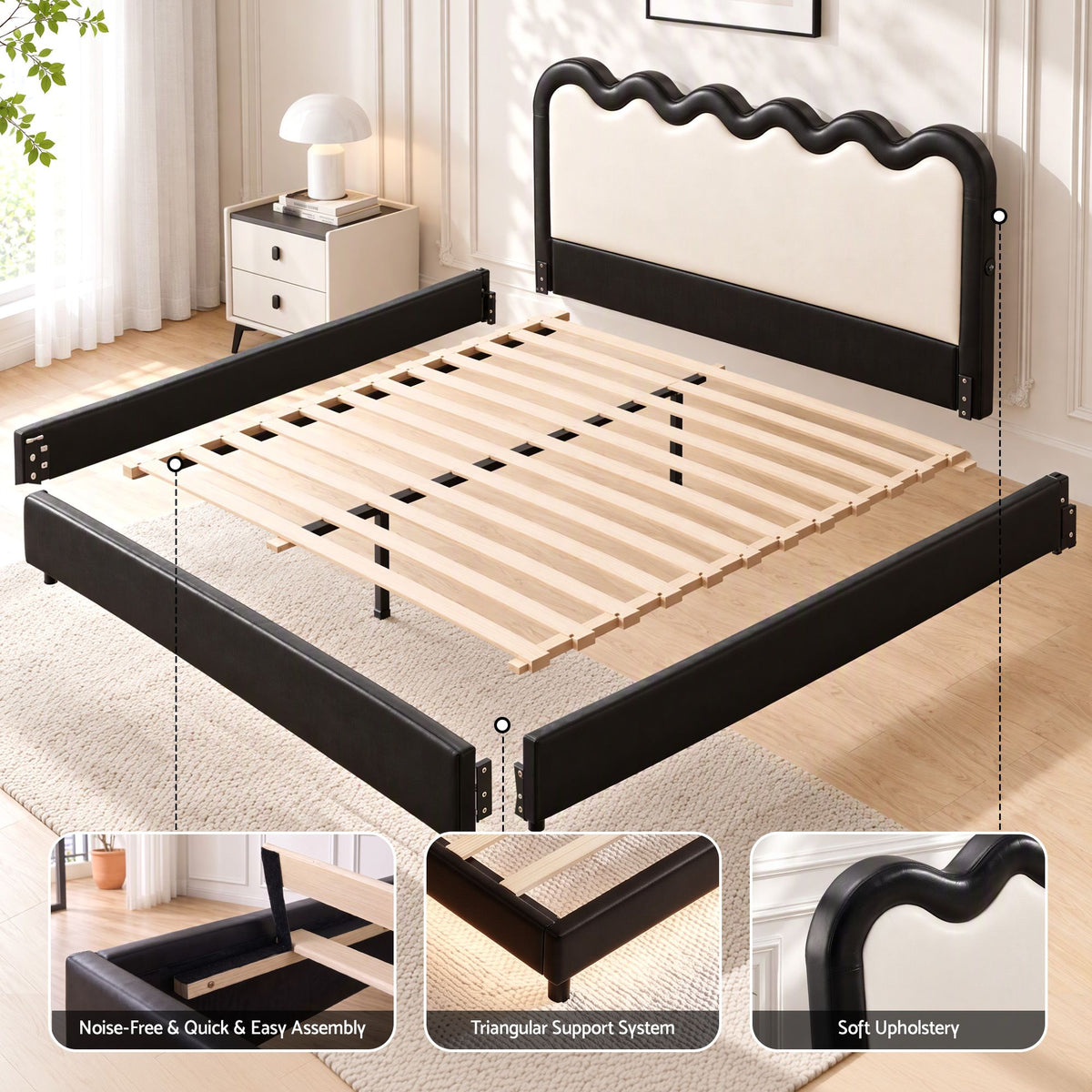 Artiss Queen Bed Frame, Floating Design with RGB LED and USB Charging Awezingly