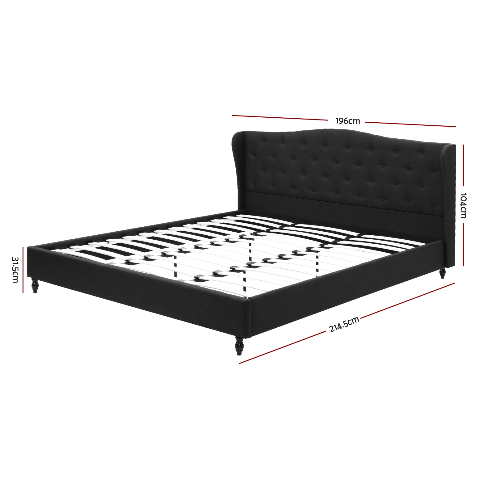 Artiss King Bed Frame Wingback Headboard Charcoal Grey Linen Upholstered Platform Bed Base Awezingly