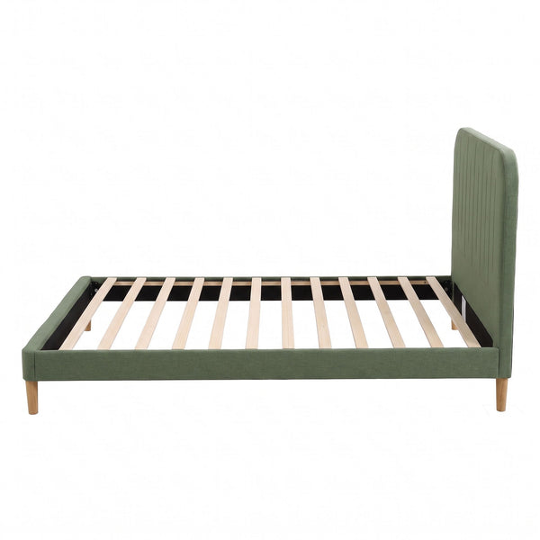 Artiss King Single Bed Frame, Green Faux Linen with Wooden Slats Awezingly