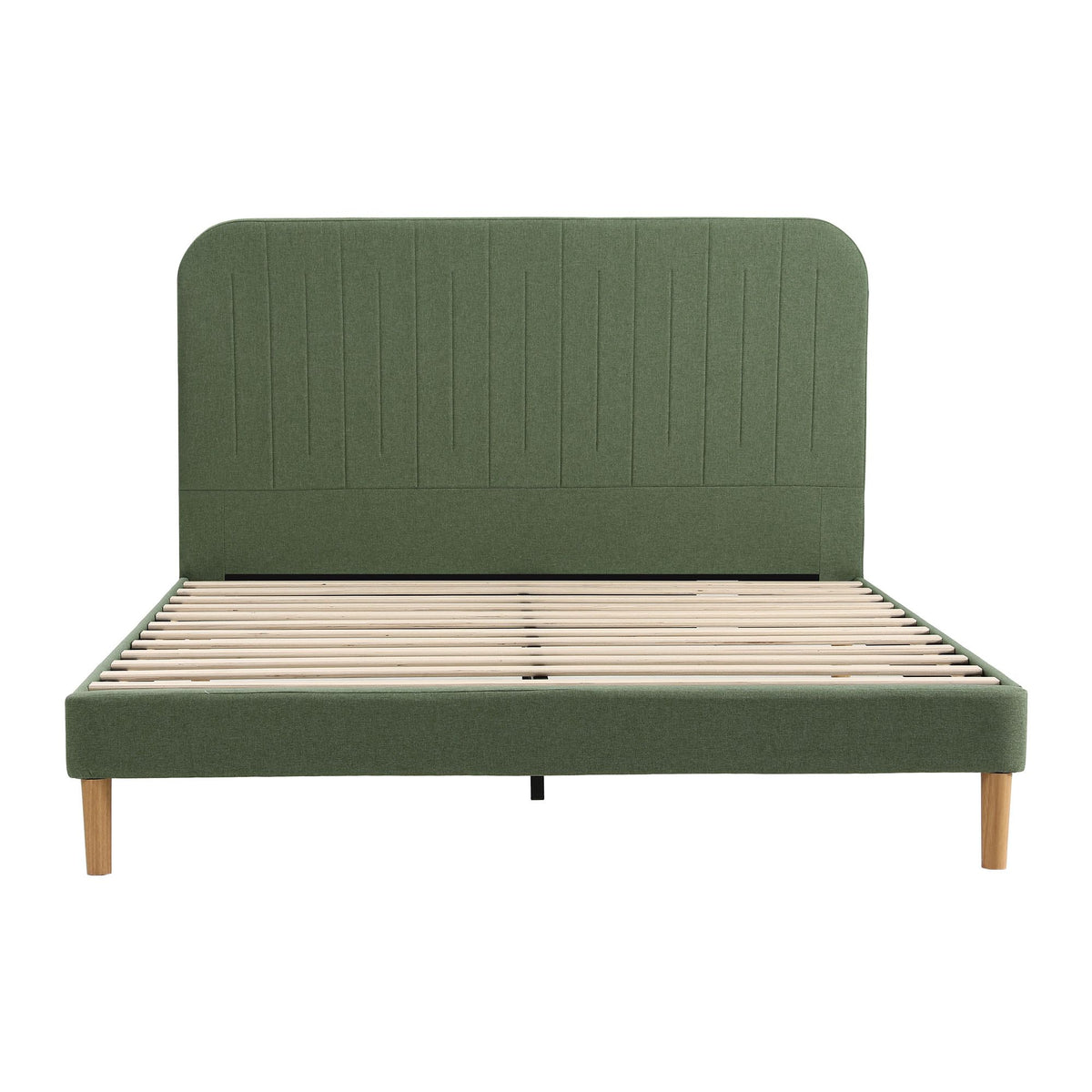 Artiss Queen Bed Frame, Green Fabric, Padded Headboard, 300kg Capacity Awezingly