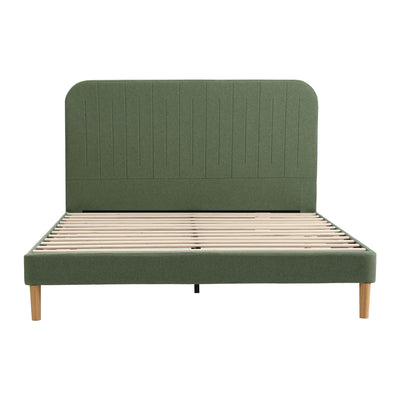 Artiss Queen Bed Frame, Green Fabric, Padded Headboard, 300kg Capacity