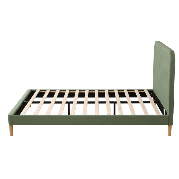 Artiss Queen Bed Frame, Green Fabric, Padded Headboard, 300kg Capacity Awezingly