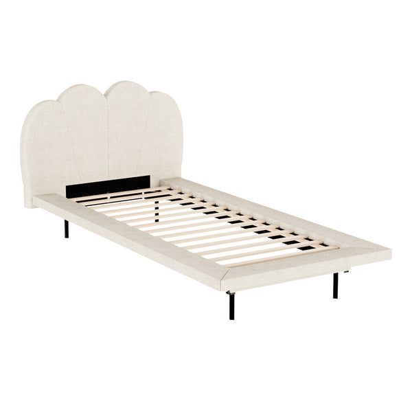 Artiss Bed Frame Single Size Boucle Beige SASA Artiss