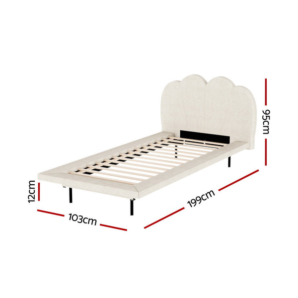Artiss Bed Frame Single Size Boucle Beige SASA Artiss
