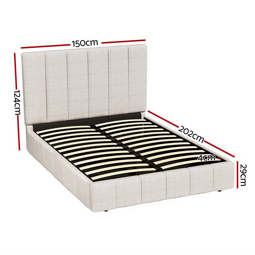 Artiss Bed Frame Double Size Beige TETTE Artiss