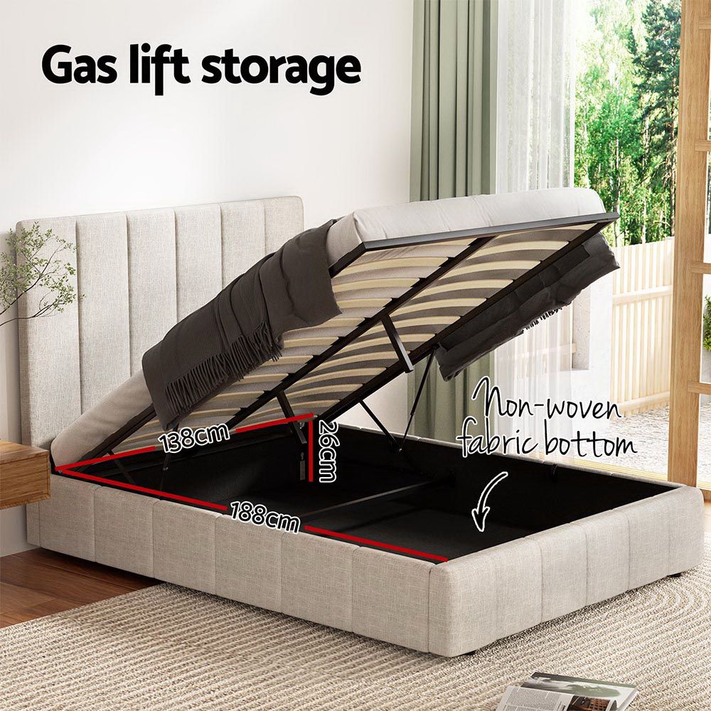 Artiss Bed Frame Double Size Beige TETTE Artiss